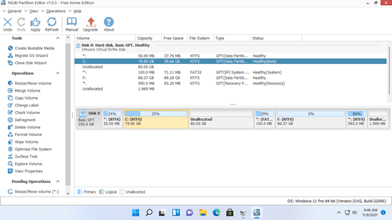 EFI partition moved