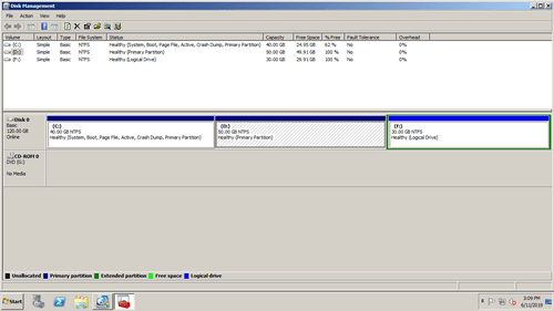 Partition extended